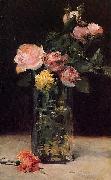 Edouard Manet Roses in a Glas Vase oil painting artist